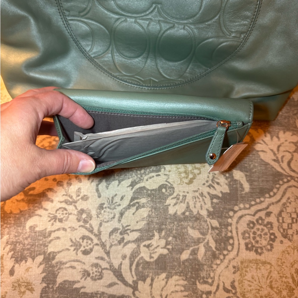 Elegant Coach Sage Green Tote and Wallet Set - Picture 5 of 5